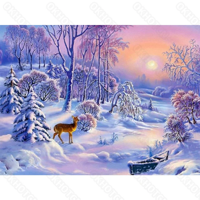 

Diy Diamond Painting Winter Scenery Full Square Diamond Handicraft Home Decoration Gift Cross Stitchs Kit Mosaic Pattern