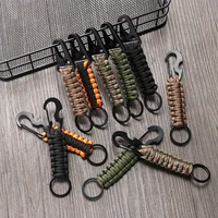 outdoor keychain ring camping carabiner military paracord cord rope camping survival kit emergency knot bottle opener key chain