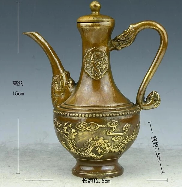 

SCY 426+++A brass copper antique teapot pot dragon flagon eight copper kettle "Home Furnishing crafts