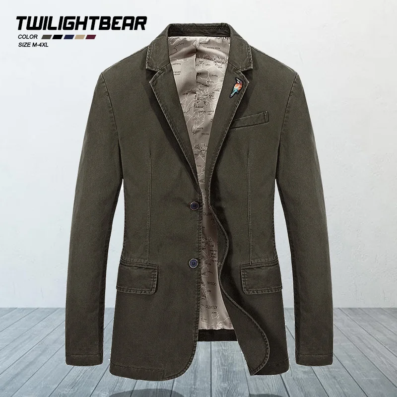 Мужской Блейзер оверсайз из чистого хлопка однотонная мужская повседневная