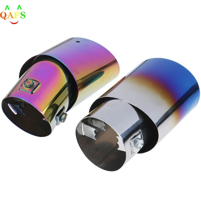 

1X Stainless Steel Car Auto Round Exhaust Muffler Tip Pipe Universal Chrome Trim Modified Car Rear Tail Throat Liner Car Styling