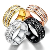 fashion women rings inlaid rhinestone shine rings wedding alloy simple stainless steel rings for women jewelry