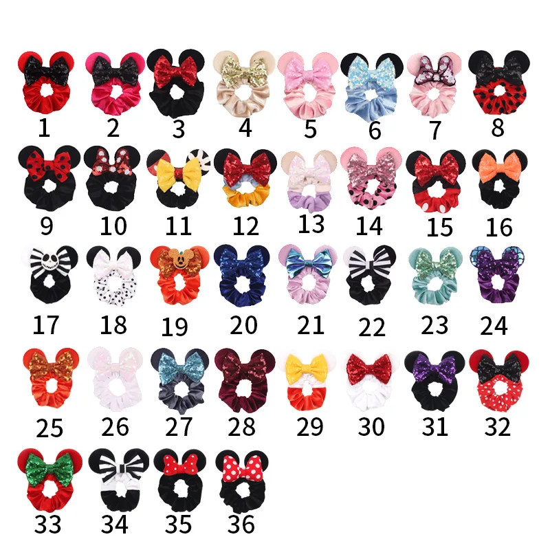 Diadema navide&ntilde;a con orejas de Minnie Mouse, banda para el pelo de cerdo de terciopelo grueso, banda el&aacute;stica de terciopelo, accesorios para el cabello-5