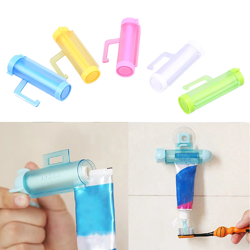 

1PC Toothpaste Dispenser Plastic Rolling Squeezer Tube Sucker Holder Storage Rack Organizer Bathroom Accessories Random Color