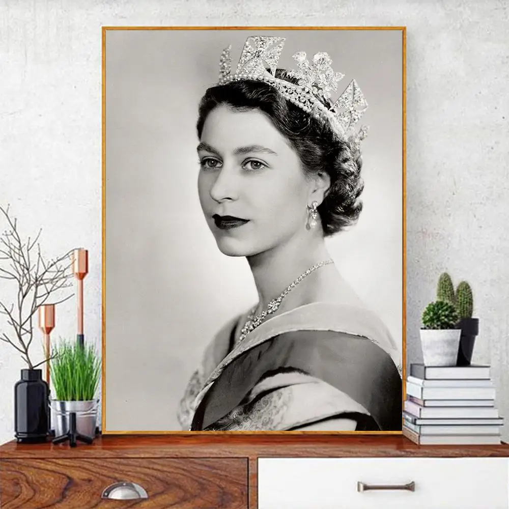 Elizabeth II Young portrait queen холщовая живопись высокого качества плакаты и репродукции, настенное искусство холст для бара настенное уркашение для гостинной