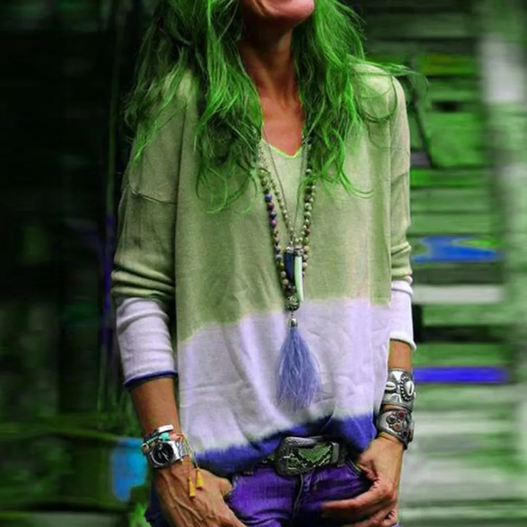 Женская футболка с v-образным вырезом и длинным рукавом яркое платье женская топ