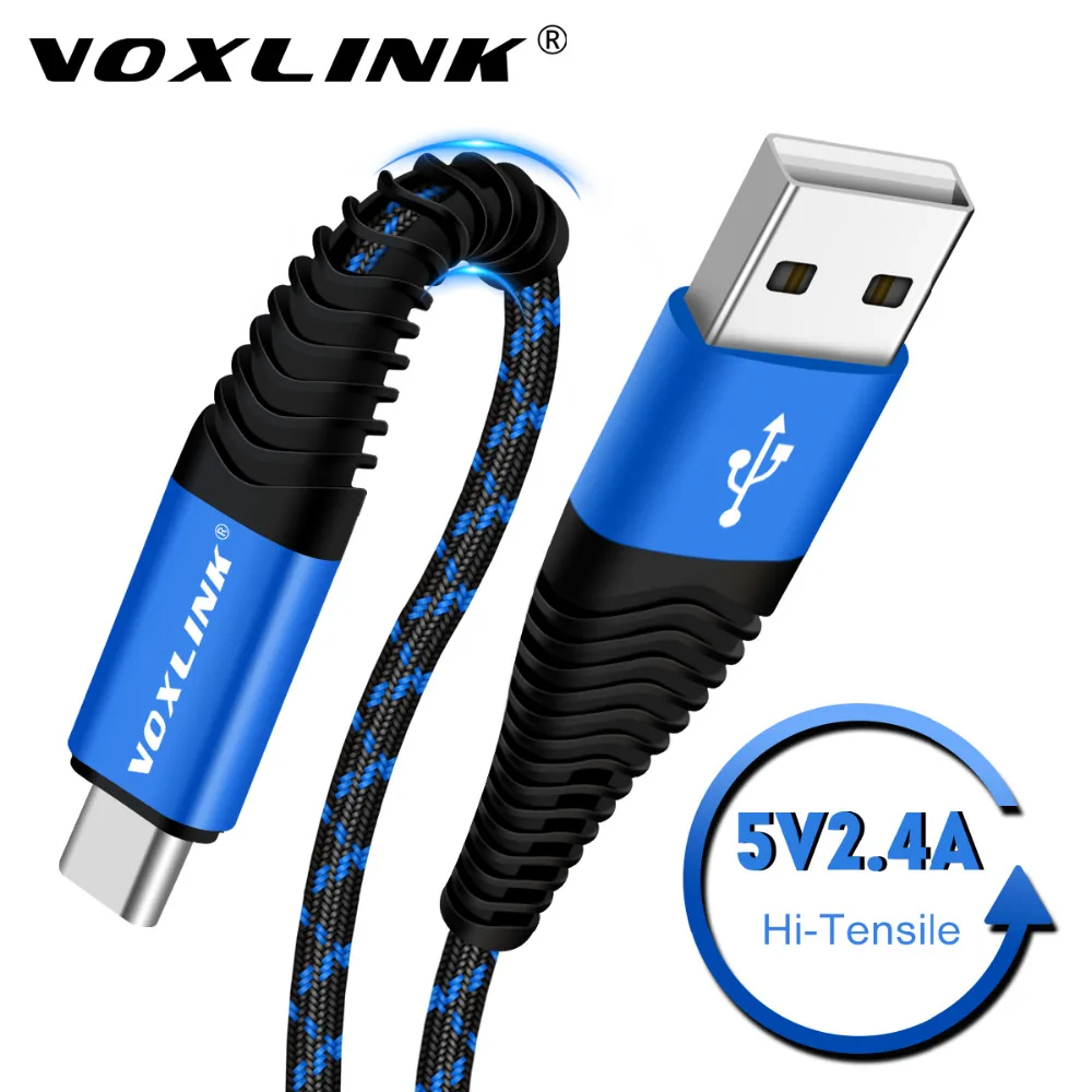 VOXLINK 2.4A usb type c кабель для быстрой зарядки данных USB C кабель для samsung s8 huawei P9 P10 Xiaomi 6 Nexus 6p кабель для мобильного телефона