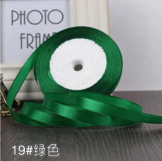 No 19 green 6 мм 1 см 1,5 см 2 см 2,5 см 4 5 см атласными лентами DIY искусственный шелк розы Ремесла поставок швейной фурнитуры Скрапбукинг Материал - Цвет: No 19 green