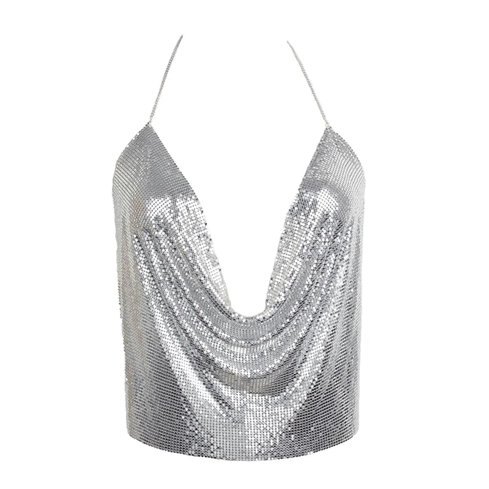 2021 новый элегантный металлический укороченный Топ Лето сексуальное Клубное