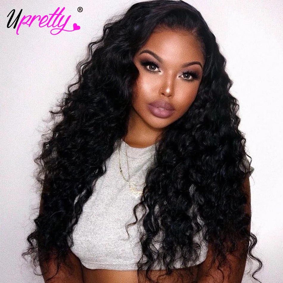 Волосы Upretty парик с глубокой волной предварительно выщипанные парики из