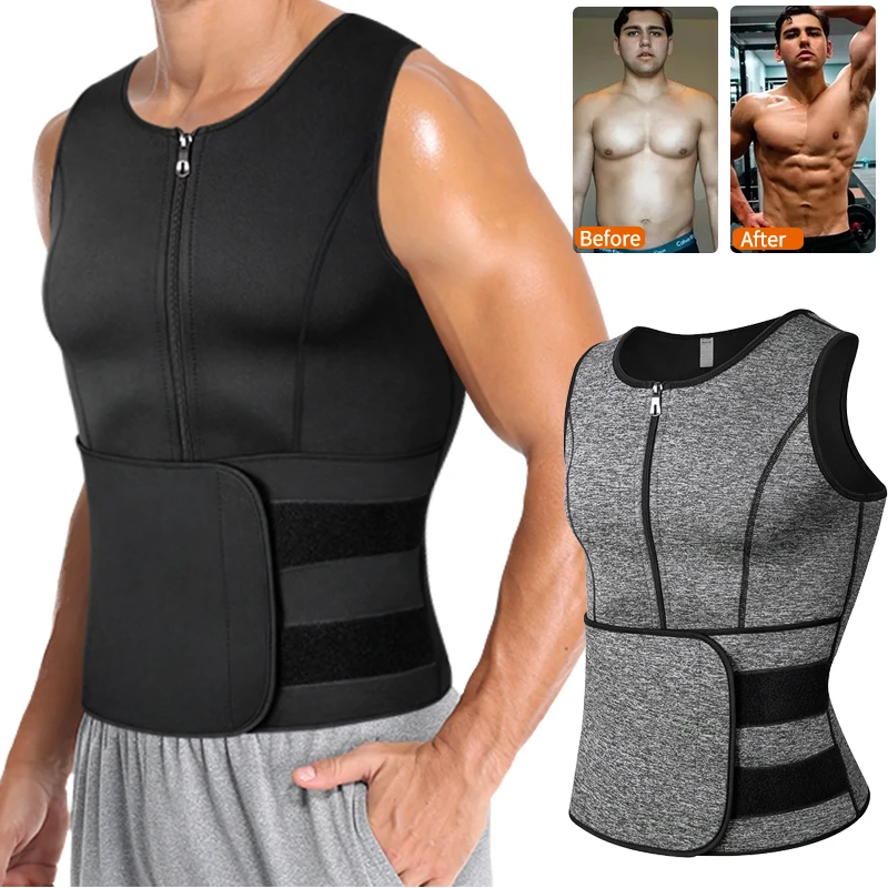 Men Slimming Body Shaper Sauna Suit High Compression Modeling Strap Fitness Waist Trainer Vest Tank Top Trimmer Faja Shapewear