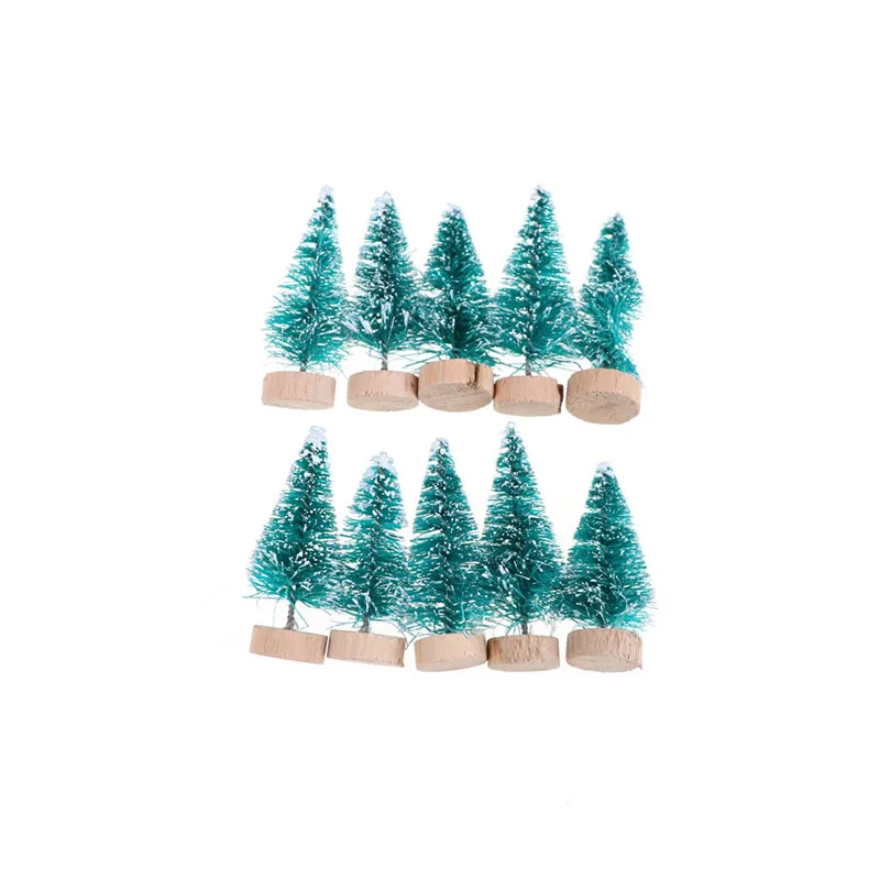 10pcs 4.5cm 1/3/5/10 шт DIY Рождественская елка небольшой сосна мини-деревья, помещен на рабочем столе домашний Декор Рождество Кукольный дом Декор подарки для детей - Цвет: 10pcs 4.5cm