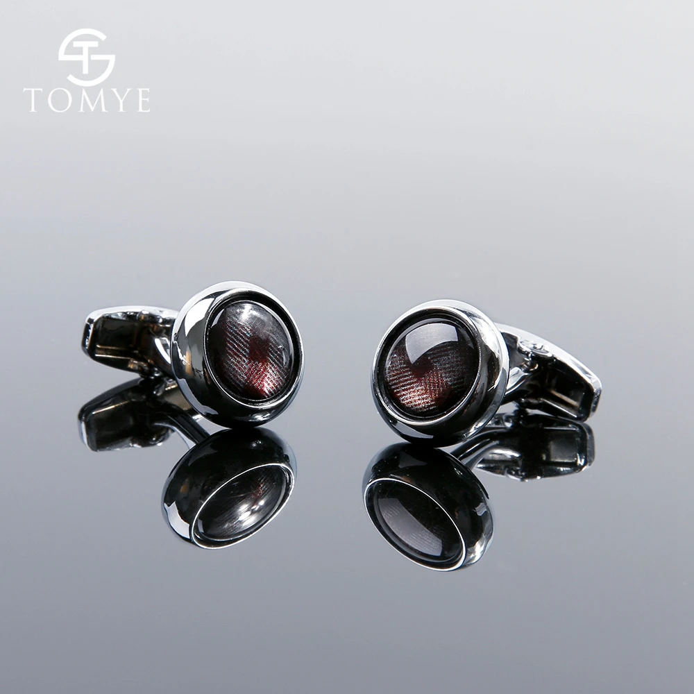 TOMYE запонки для мужчин коричневый классический круглый высокого класса костюм рубашки из углеродного волокна Запонки серебро XK19S137