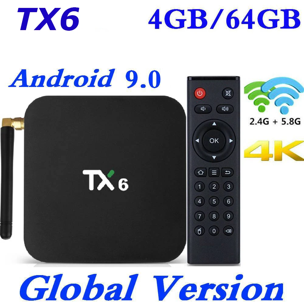 Allwinner H6 4 ядра TX6 Android 9 0 ТВ коробка Гб 64 USB 3 BT4.2 к HD медиа плеер Tanix 2 г/с) Wi Fi 5 ГГц