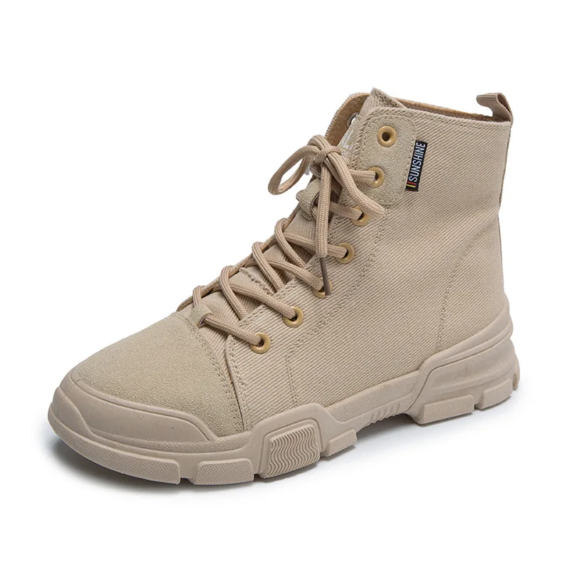 

2020 Autumn New Canvas High-top Casual Shoes Wild Shoelace Thick Bottom Ankle Breathable Women Canvas Boots Designer Sneakers