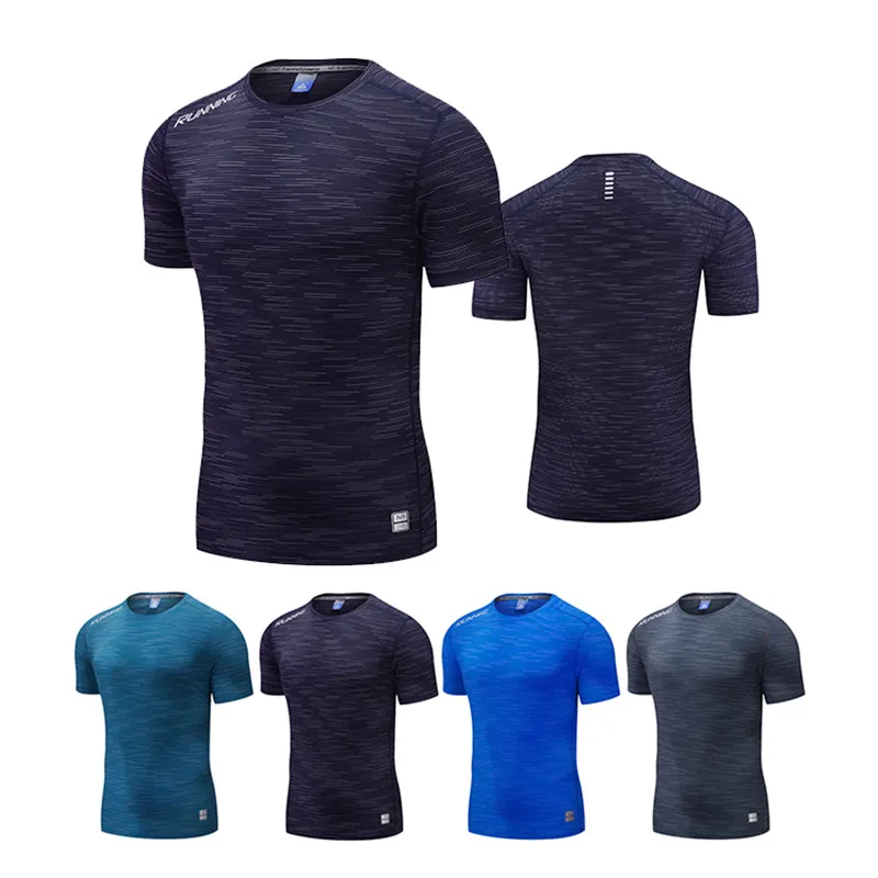 

2021Summer Running T-Shirt Breathable Blank Wholesale Men Seamless Performance Quick Dry Gym Fit Fitness Plus Size Short Sleeves