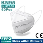 Маска KN95 для взрослых, 60 шт., CE FFP2, маска для лица, маска для лица, 5 слоев, фильтр, защитная, медицинский уход, дышащая 95% маска для рта