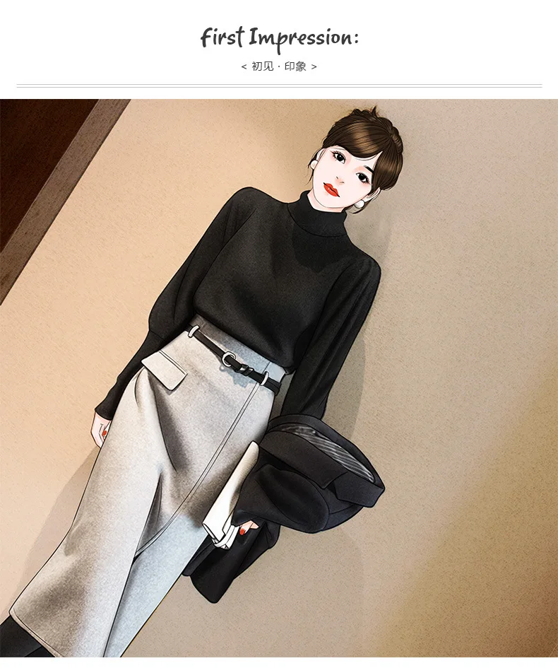 

2020 autumn and winter new women's wear thin knitted sweater light ripe wind suit dress two sets of women