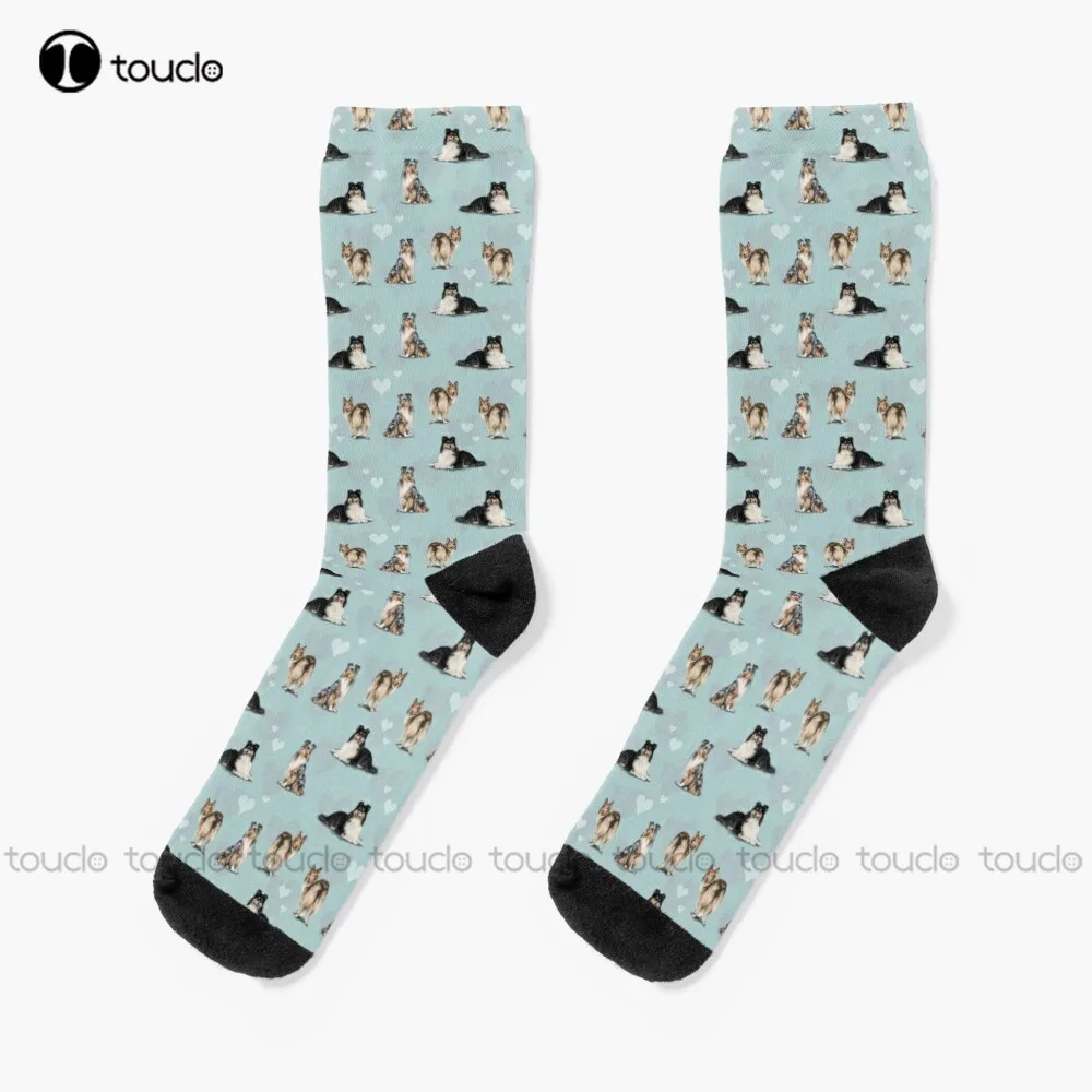 

The Shetland Sheepdog Sheltie In Blue Socks Navy Baseball Socks Unisex Adult Teen Youth Socks Personalized Custom Christmas Gift