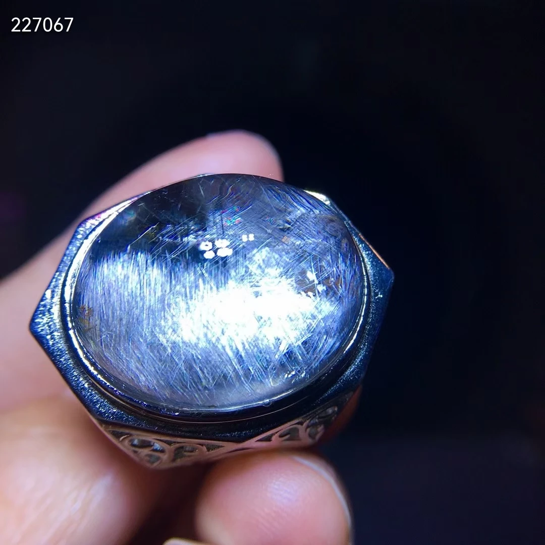 

Натуральный брукит Платина Серебро рутилированный кварц серебро 925 серебро кольцо 22,3/18 мм овальный шар женщина мужчина камень удачи настоя...