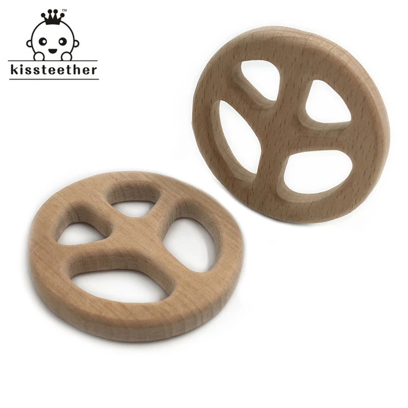 Mordedor seguro de madera hecho a mano para beb&eacute;, colgante org&aacute;nico Natural de madera de haya, Animal de juguete, accesorios para hacer joyas-3
