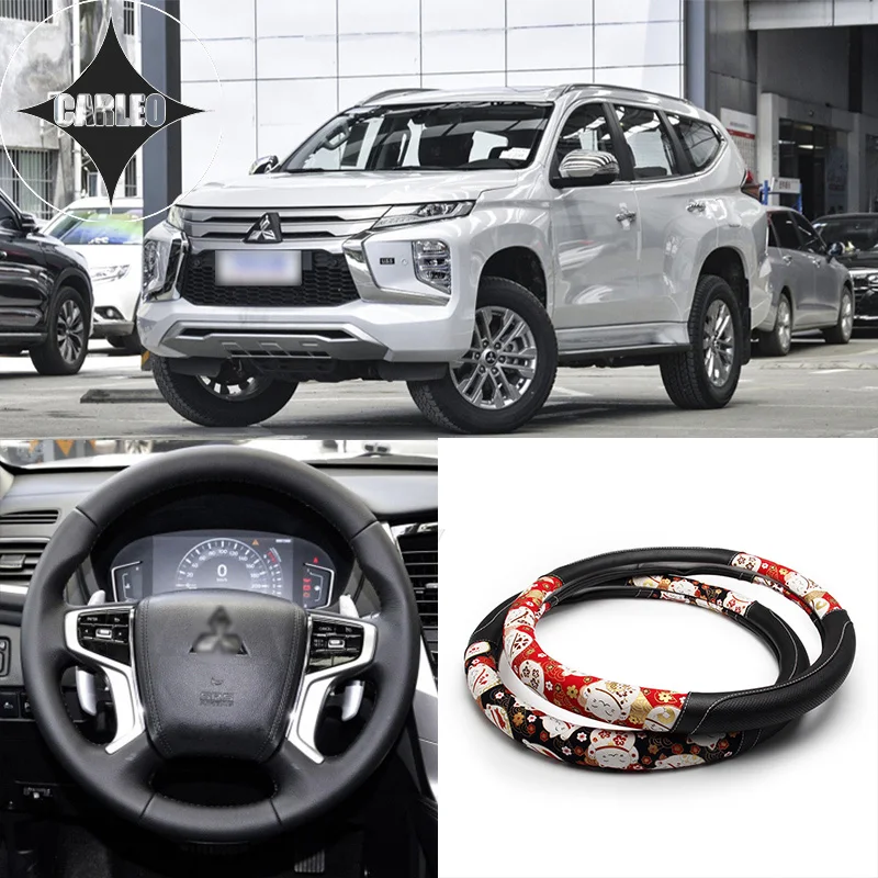 

Auto Car Steering Wheel Cover Universal for Mitsubishi Series Model PU Leather Japan Classic Yamato Ukiyoe Style Pattern Holder