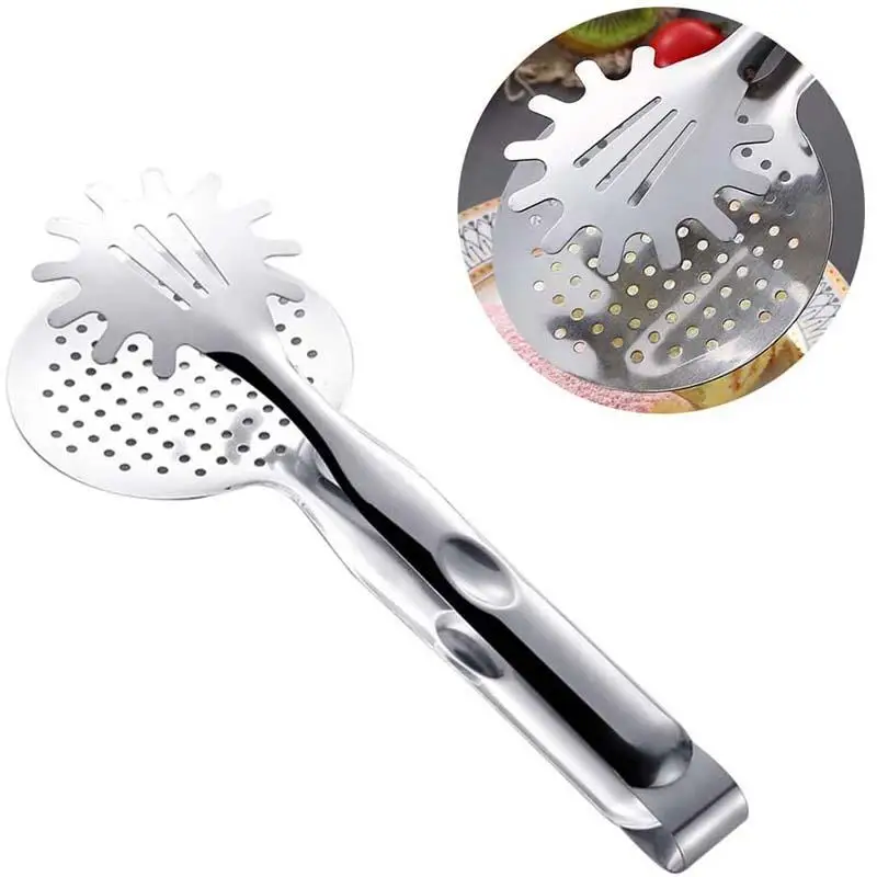 

Stainless Steel Food Tongs Kitchen Frying Filter Shovel Clamp Serving Tongs Fried Food Filter Clip For Steak Meat Bread Barbecue