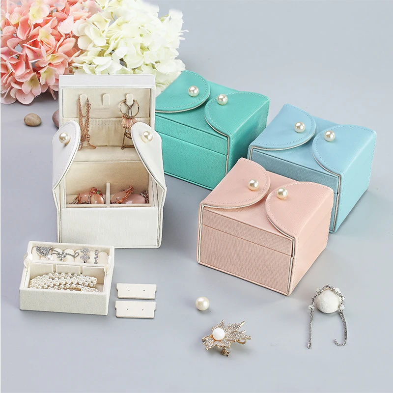 

Precious Double Layers Mini Jewelry Organizer European Style Portable Display Storage Box For Lady Best Gift