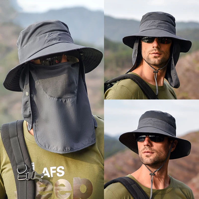 

K33 Sun Hat For Man Sunhat Summer Outdoor Quick-drying Sunscreen Fisherman Hat Fishing Breathable Sun hats Female Face Mask