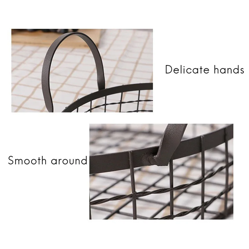 

Fruit Bread Basket Round Antique with Handles Retro Desk Kitchen Storage for Home Decoration
