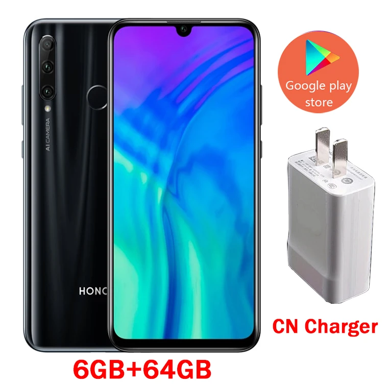 CN 6G 64G Blk Honor 20 lite, Смартфон Honor 20i Android 9,0, четыре ядра, 6,5 дюймов, полный экран, 1440x1440, двойная камера, 3 слота, сотовый телефон - Цвет: CN 6G 64G Blk