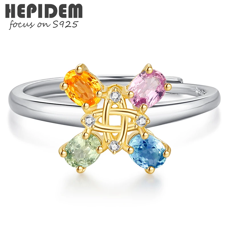 

HEPIDEM 100% Sapphire Rings for Women 925 Sterling Silver 2022 Trend Colourful Crystal Stone Gemstones S925 Fine Jewelry 3306