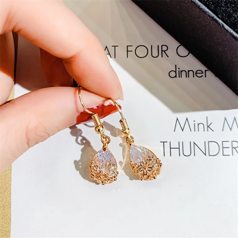 Серьги USTAR из фианита в форме капли воды для женщин большой кристалл с