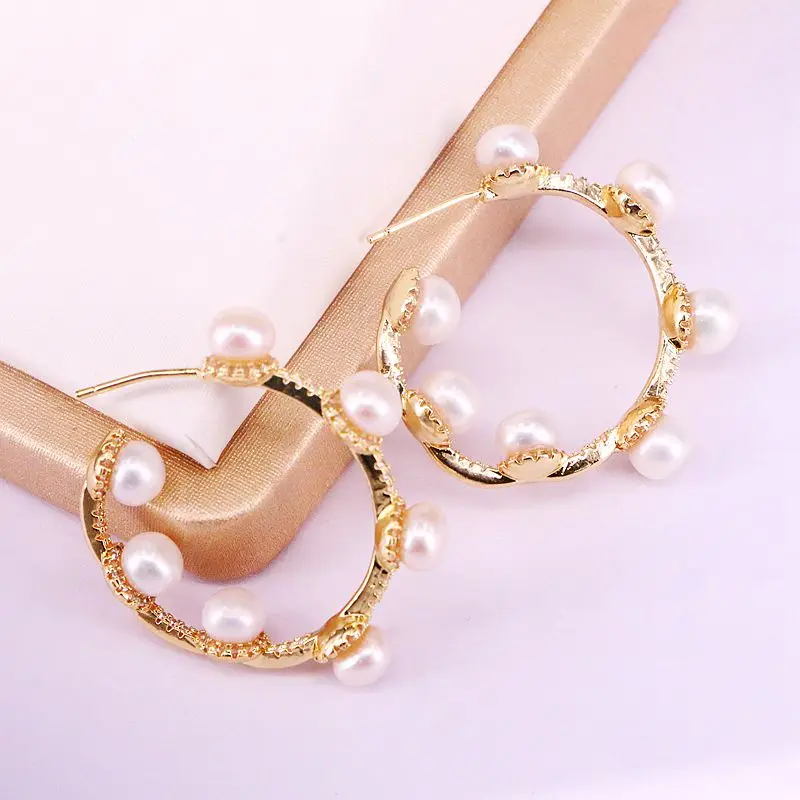 4 пары золотые украшения круглые с природой жемчужные серьги бисером для женщин