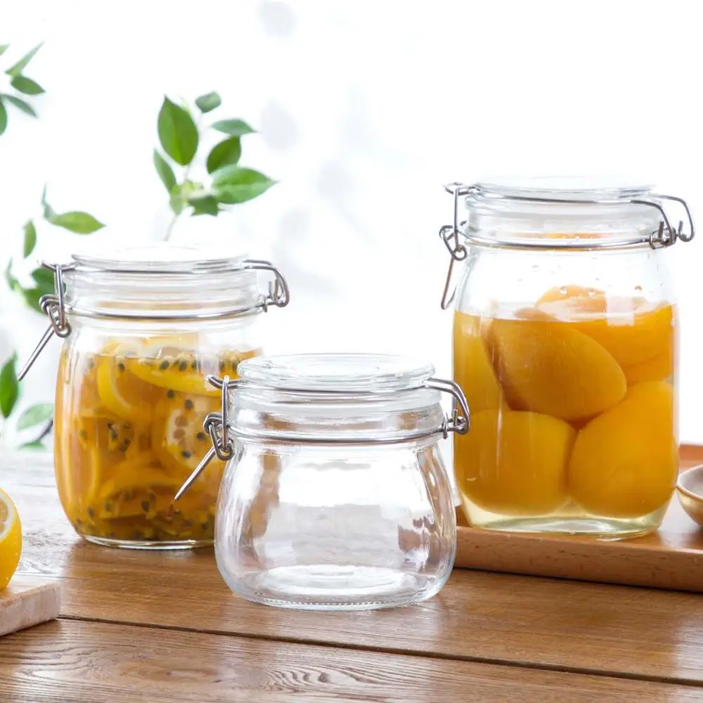 

Стеклянная банка для маринования с крышкой, емкость для хранения бутылок, герметичные чайные банки, зерновые прозрачные банки для хранения ...