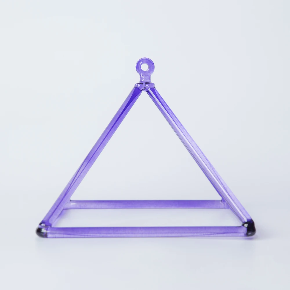 8 inches Purple Color Crystal Singing Pyramid for Healing Energy with String | Bells &amp Chimes