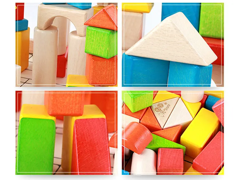 32 шт. Детский конструктор Радуга|Деревянные конструкторы| |