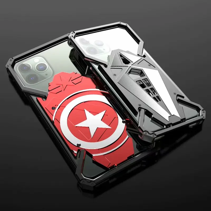 Алюминиевый армированный чехол Super Hero для iPhone 11 Pro XS Max XR X 8 7 6 6S Plus чехол-крышка для телефона с кольцом и Железным человеком-пауком