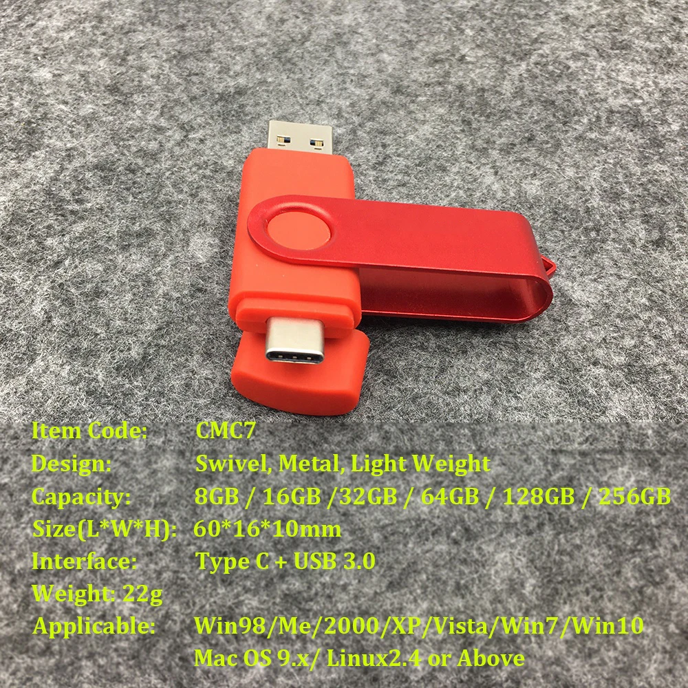 USB флеш накопитель OTG Type C 10 шт. 8 ГБ 16 2 0 32 64 128 256 модный подарок 3 накопители
