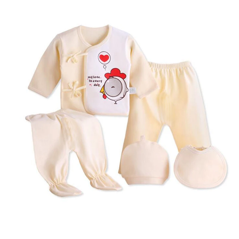 Newborn Set Baby Clothing Suits for Children 0-3Months Cartoon Fashion Clothes Girls and Boys Cotton 5pcs/set Girl Outfits | Детская