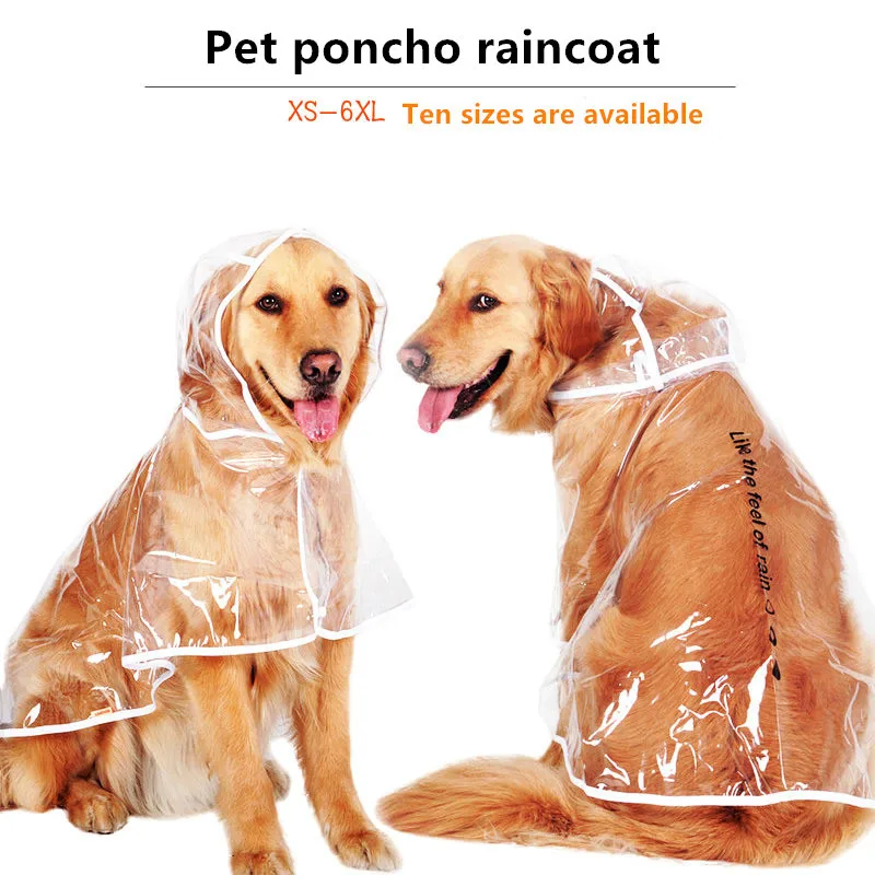 Transparent Raincoat And Rain Poncho For Pets Pet Clothes Are Available In Multiple Colors
