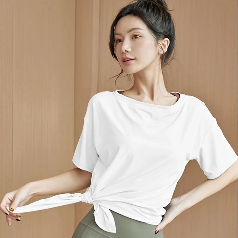 

201 Spring and summer sports short-sleeved women's loose t-shirt quick-drying fitness breathable thin round neck top black