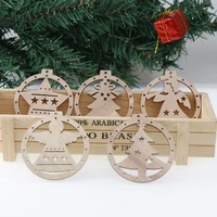10pcs christmas wooden pendant with rope diy wooden crafts christmas tree ornaments christmas party decorations kids