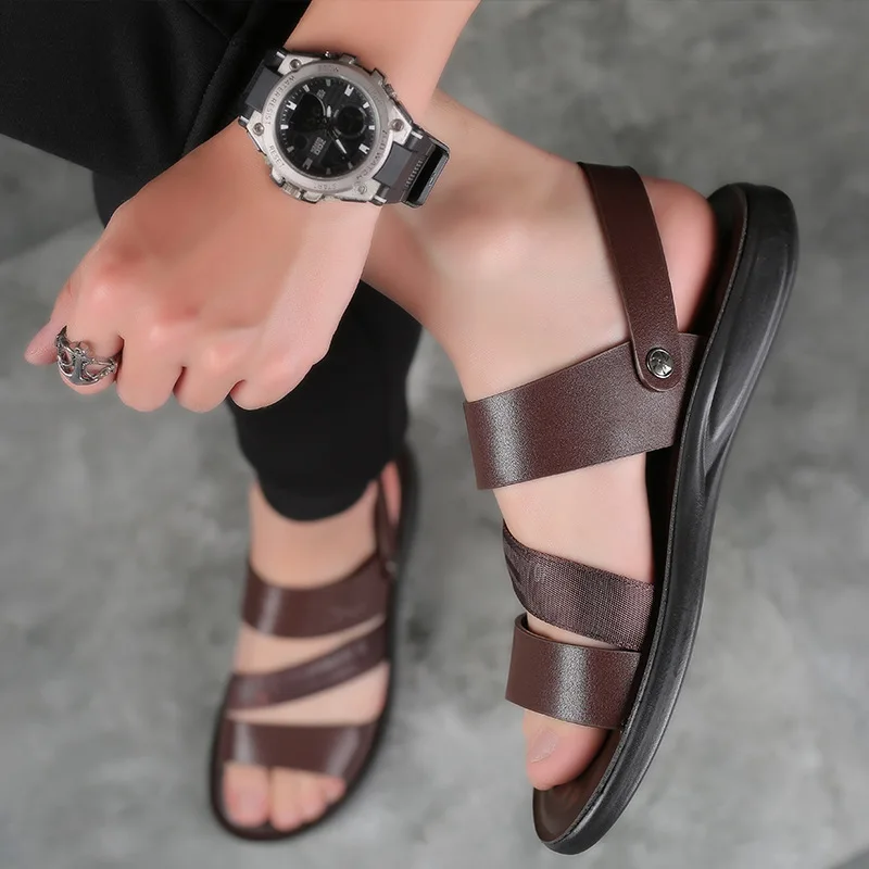

New Fashion Summer Sandals Men's Classic Roman Open-toed Slippers Outdoor Beach Shoes Flip Flops Sandals Driving Shoes Man