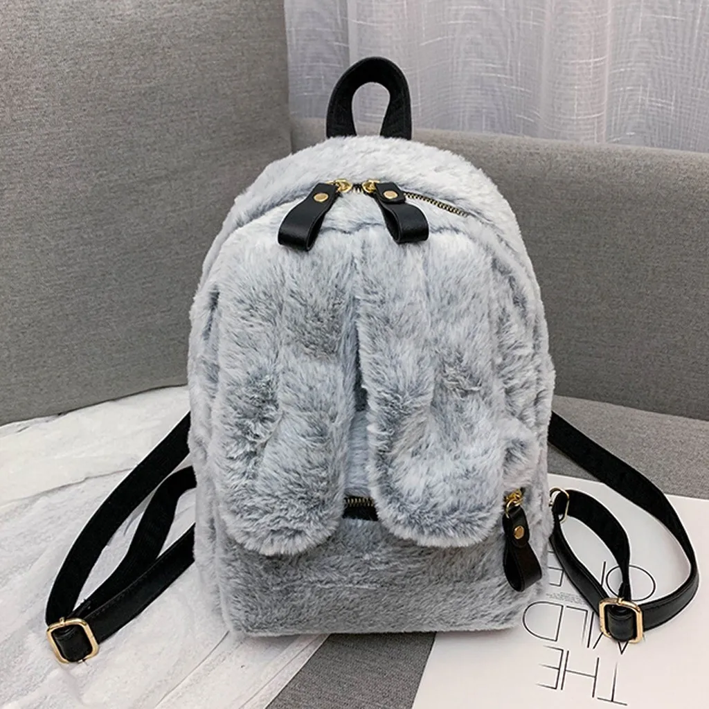 Милый женский рюкзак из искусственного меха с заячьими ушками женские дорожные