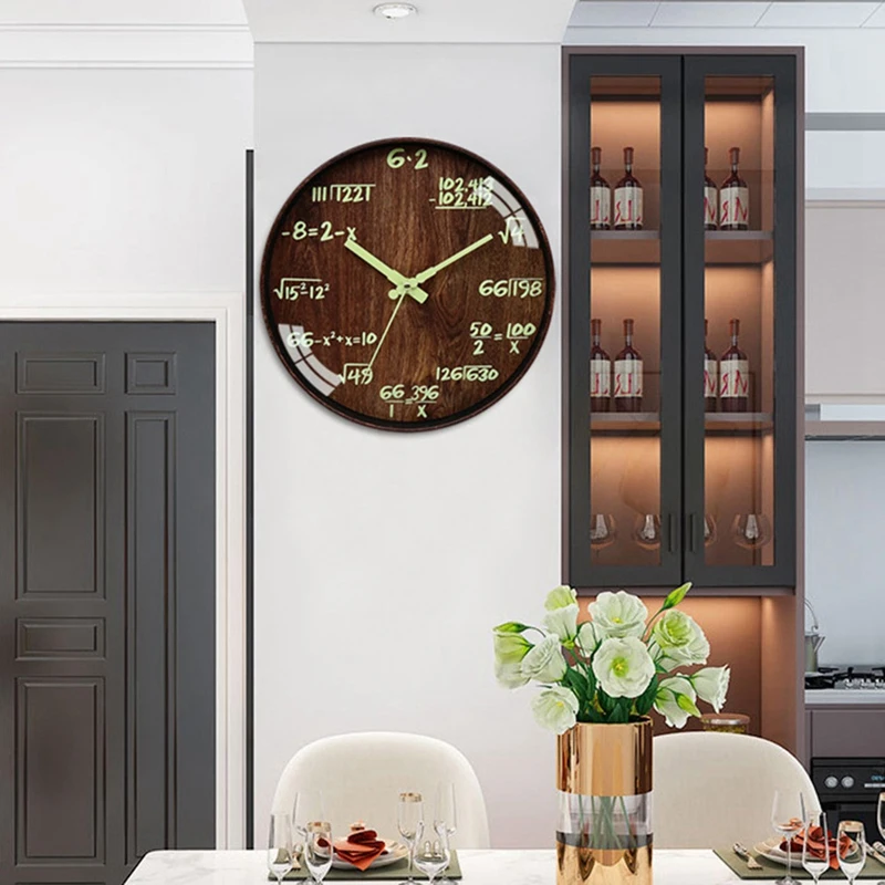 Math Wall Clocks Night Light Silent Clock For Mathematics Teacher Gift Decorative School Home | Дом и сад