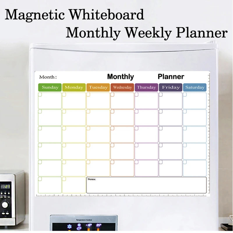 A3 Size Magnetic Whiteboard Dry Erase Monthly Weekly Planner Calendar Table Blackboard Fridge Sticker Message Board Menu |