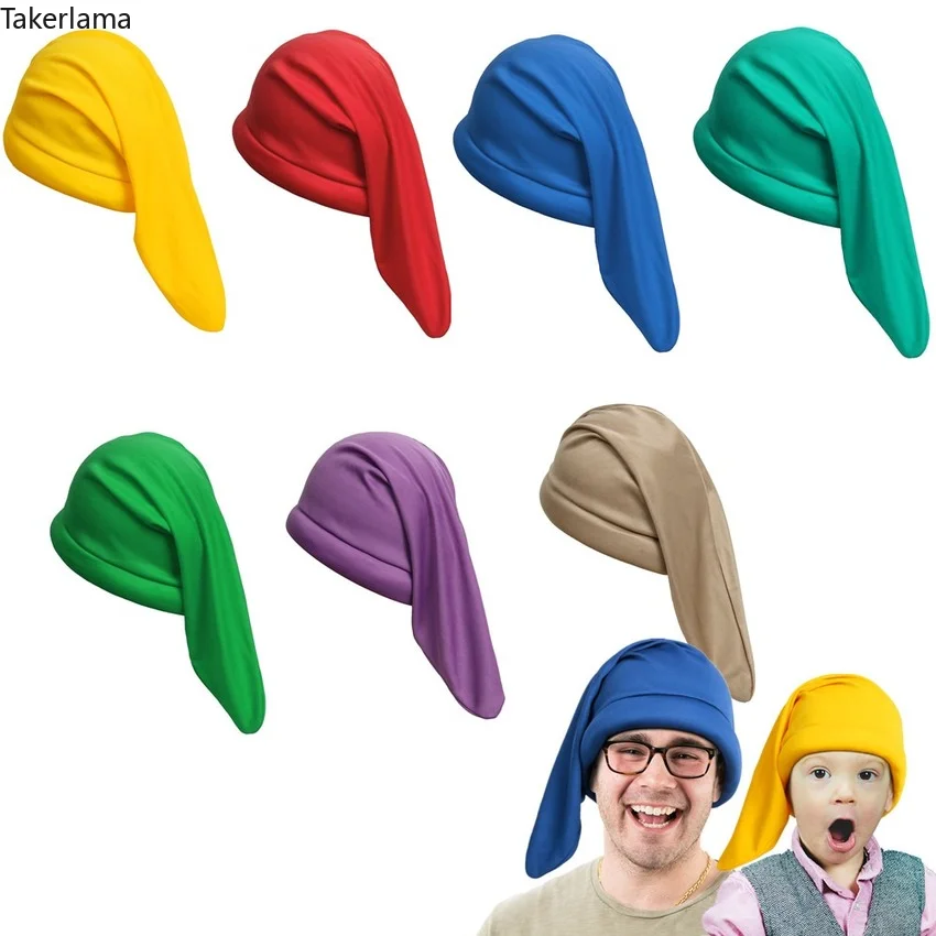 

Takerlama 7 Colors Christmas Hat Caps Xmas Dwarfs Elf Cosplay Kids Costume Happy Birthday Party Props