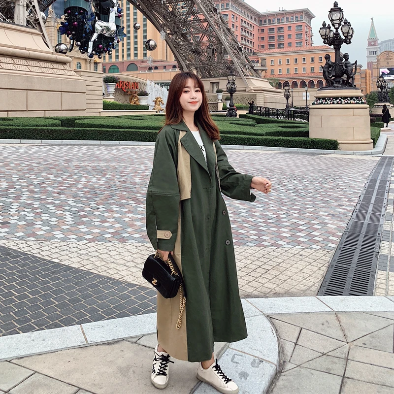 Новинка весна осень 2019 ветровка длинный стиль свободный выше колена корейский