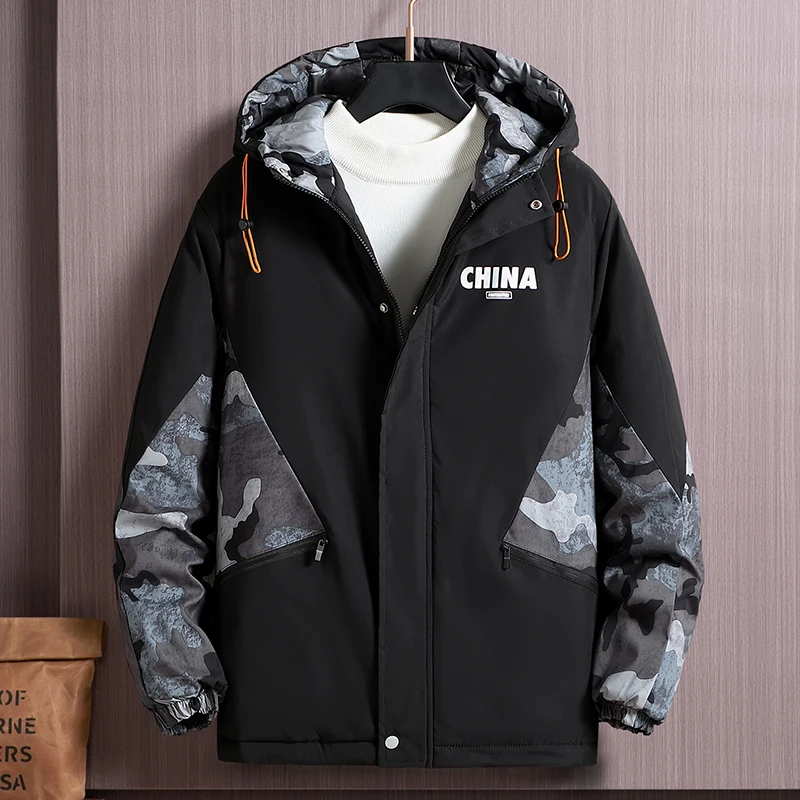 

New Men Winter Camouflage Warm Jacket Thermal Hooded Parkas Male Thick Waterproof Coat Windproof Outerwear Brand Men's Clothing